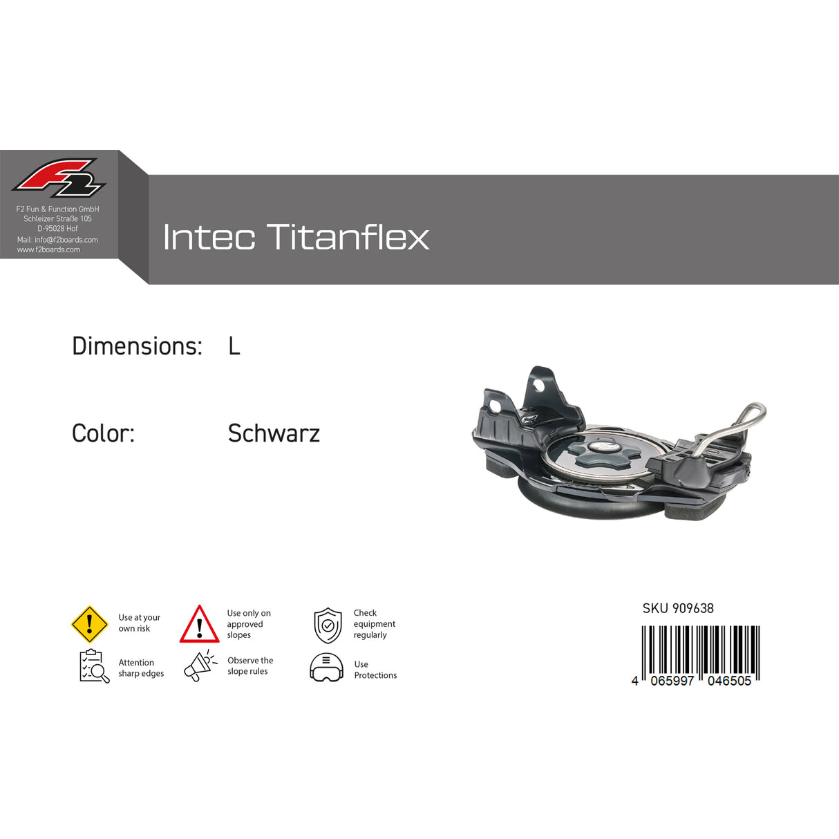 F2 Snowboard Plate Bindung Intec Titanflex Farbe/Größe wählbar 2024/25