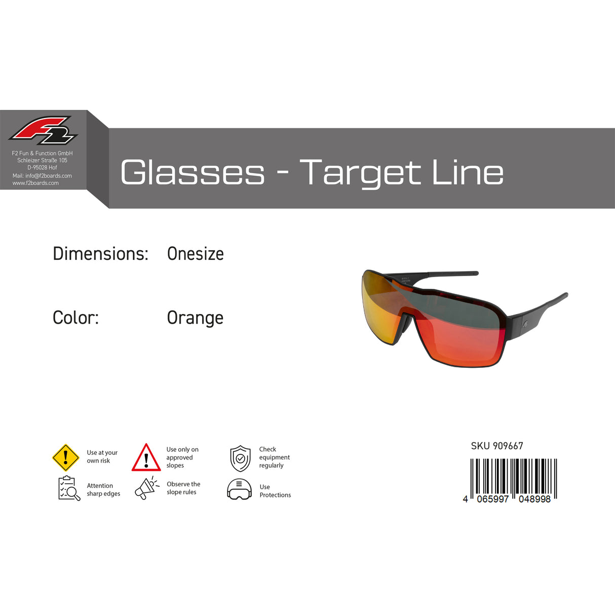 F2 Snowboard Brille Glasses - Target Line Onesize Farbe wählbar 2024/25