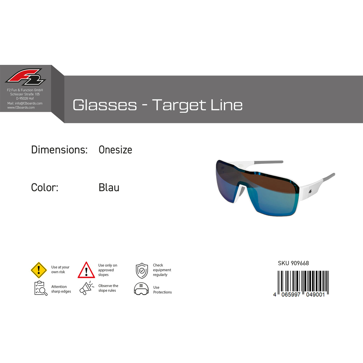 F2 Snowboard Brille Glasses - Target Line Onesize Farbe wählbar 2024/25
