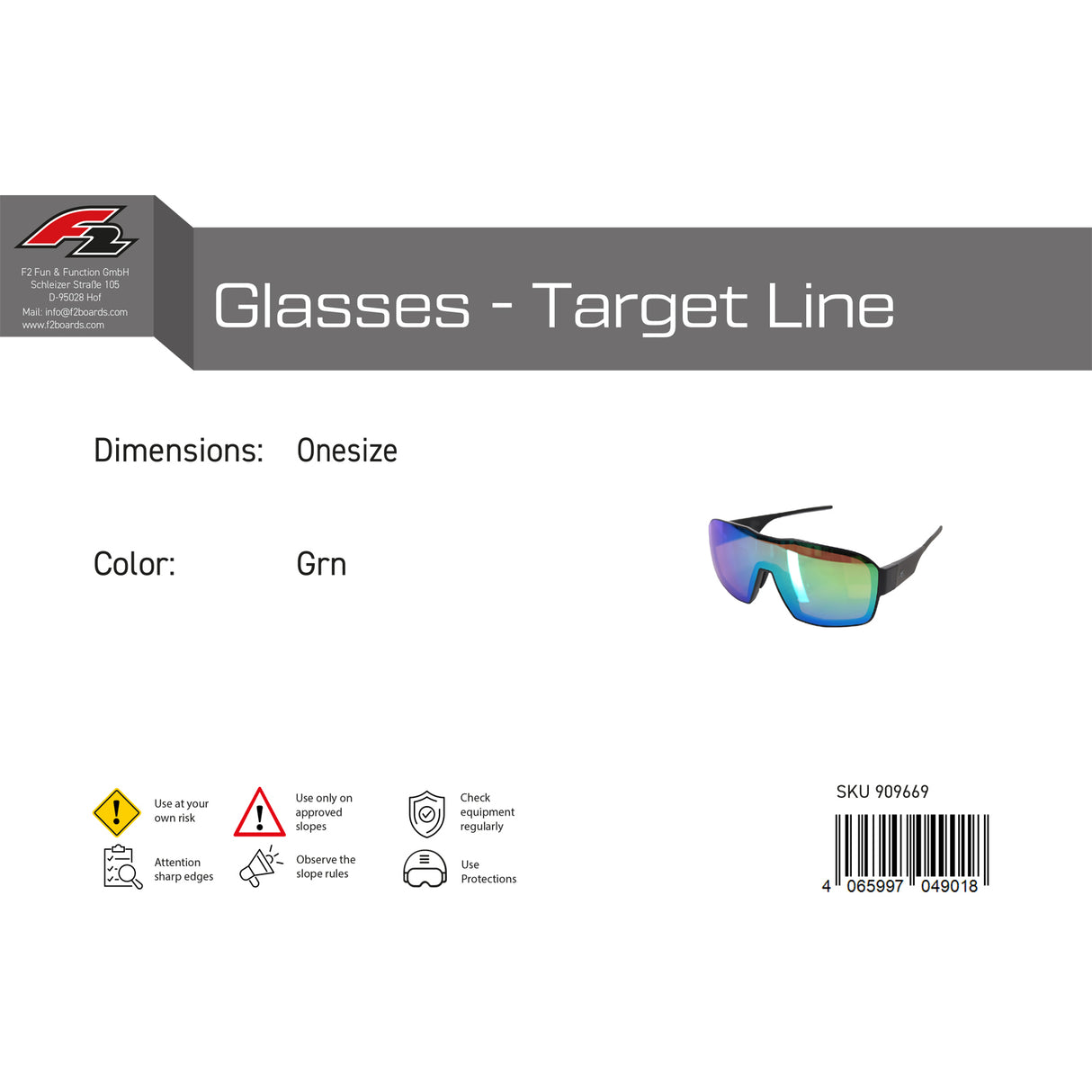 F2 Snowboard Brille Glasses - Target Line Onesize Farbe wählbar 2024/25