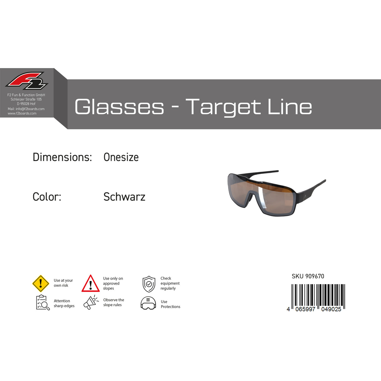 F2 Snowboard Brille Glasses - Target Line Onesize Farbe wählbar 2024/25