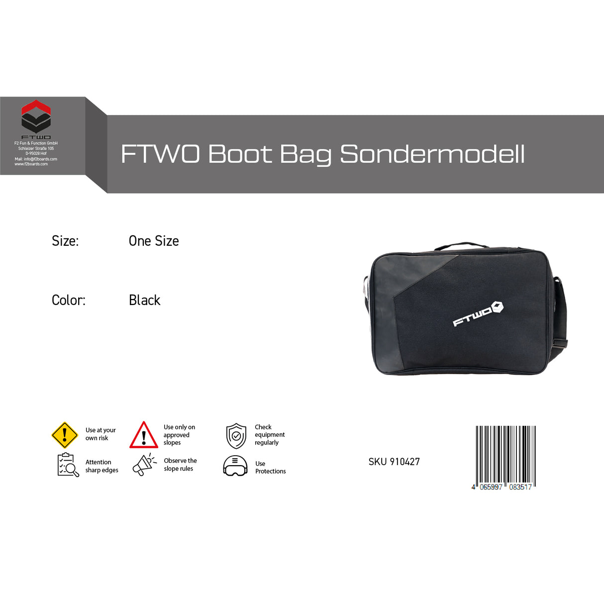 FTWO Boot Bag Sondermodell One Size Schwarz