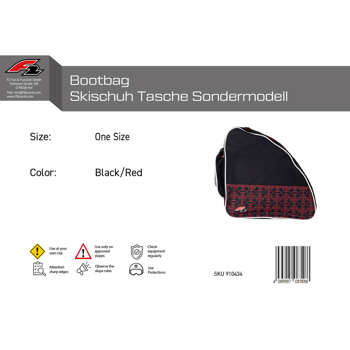 F2 Boot Bag Skischuh Tasche Sondermodell One Size Schwarz/Rot