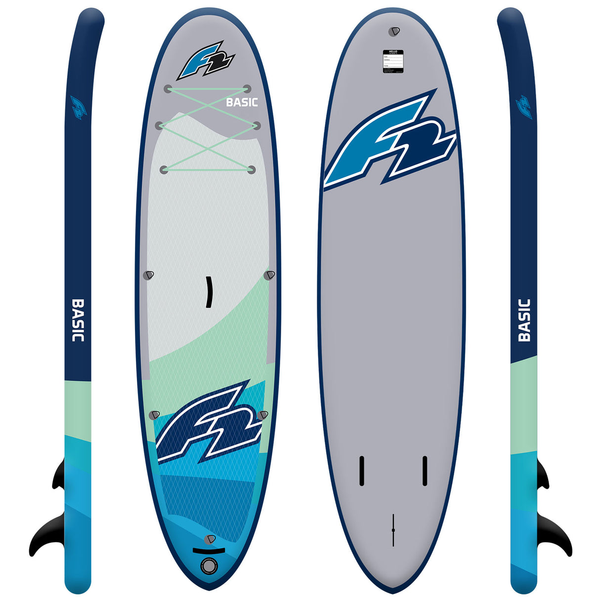 F2 SUP Stand Up Paddle Board Basic Round Sail Set Größe wählbar Grau