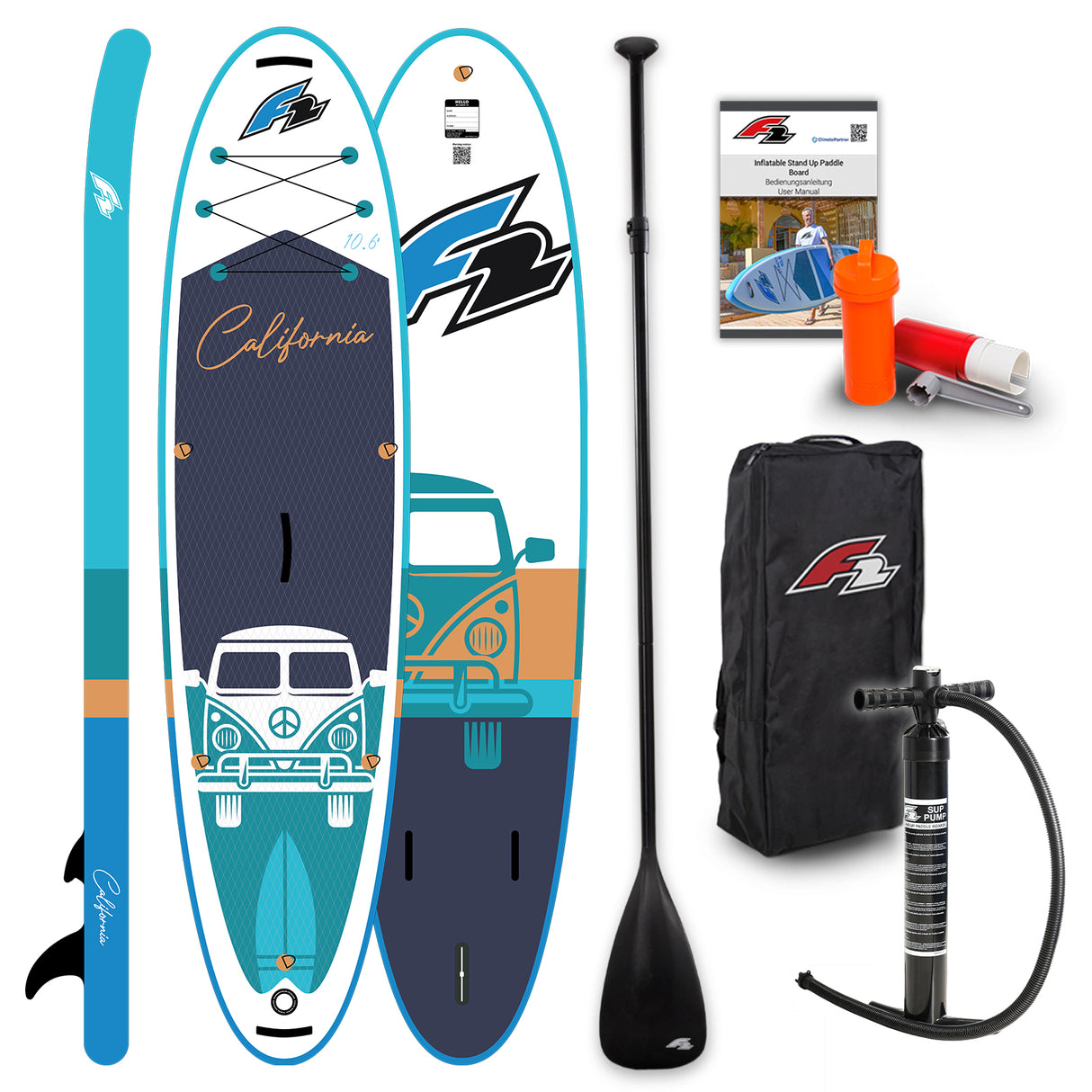F2 SUP Stand Up Paddle Board California HFT 10'6''/11'6" wählbar Navy