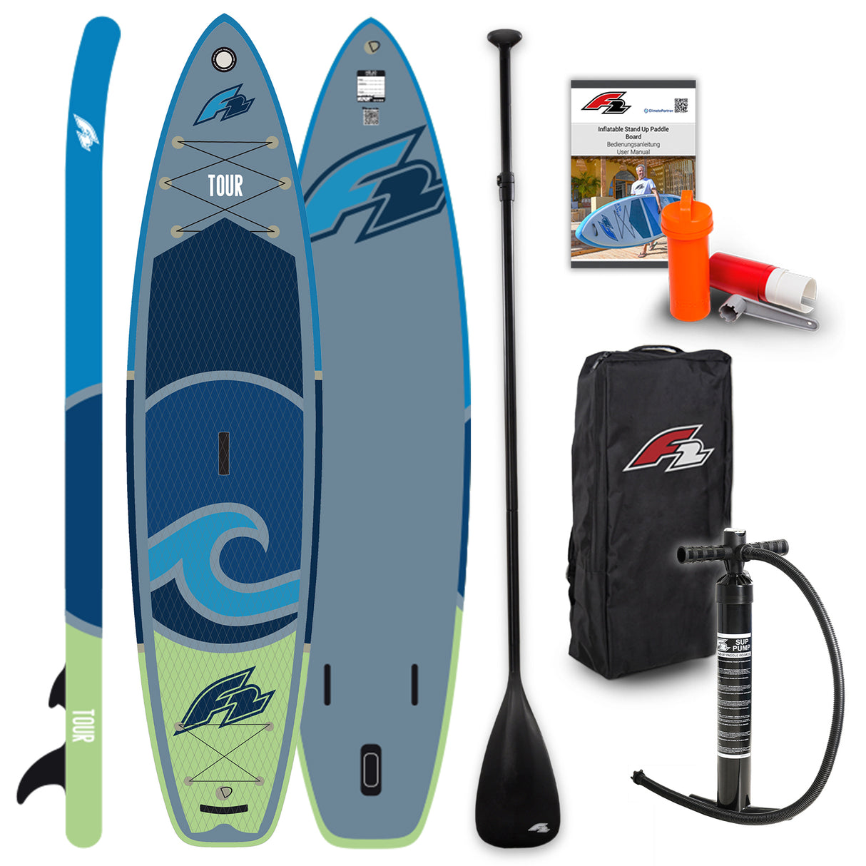 F2 SUP Stand Up Paddle Board Tour 11'5''/12'2"/13'2" wählbar Blau