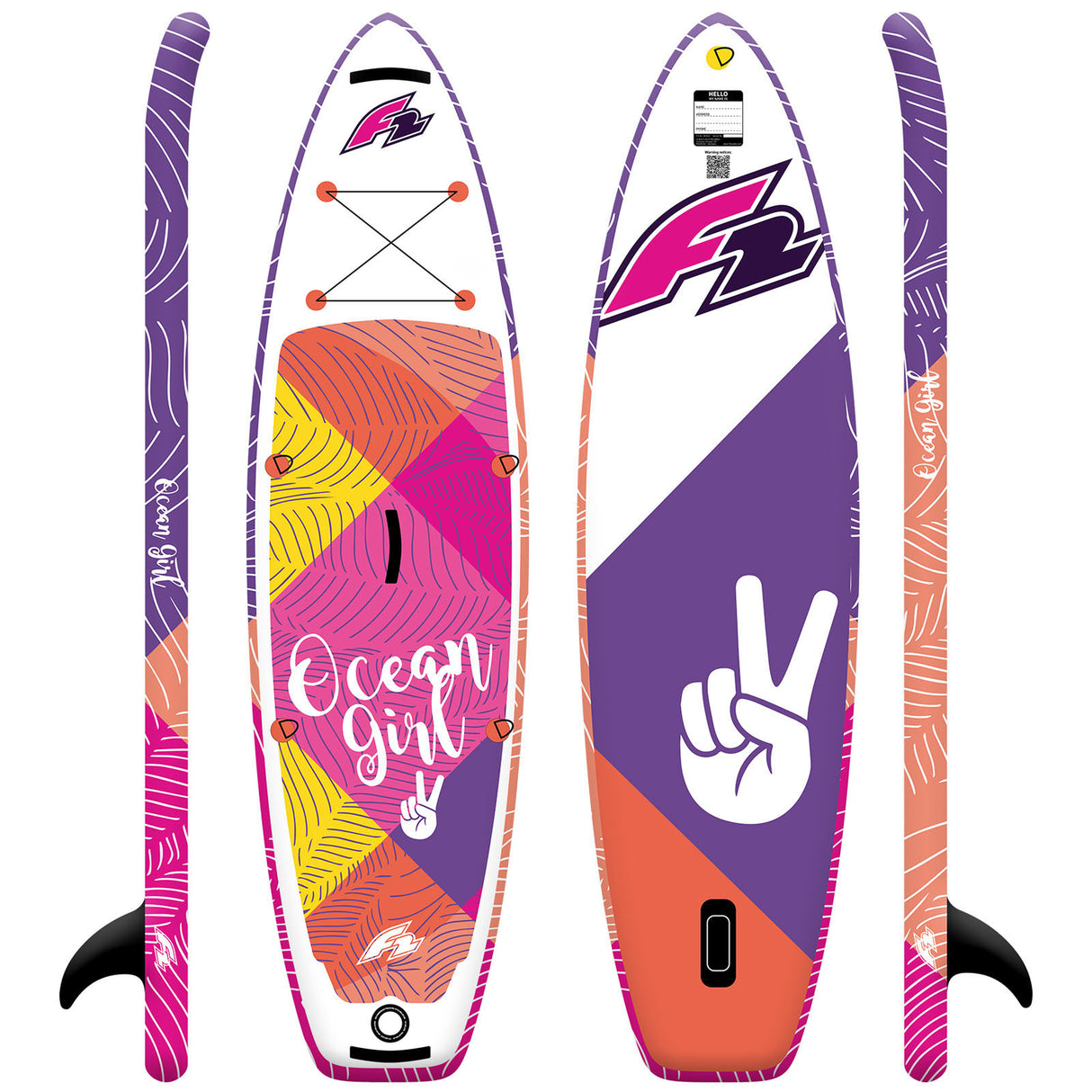 F2 Junior SUP Stand Up Paddle Board Ocean Girl 8'2''/9'2" wählbar Pink