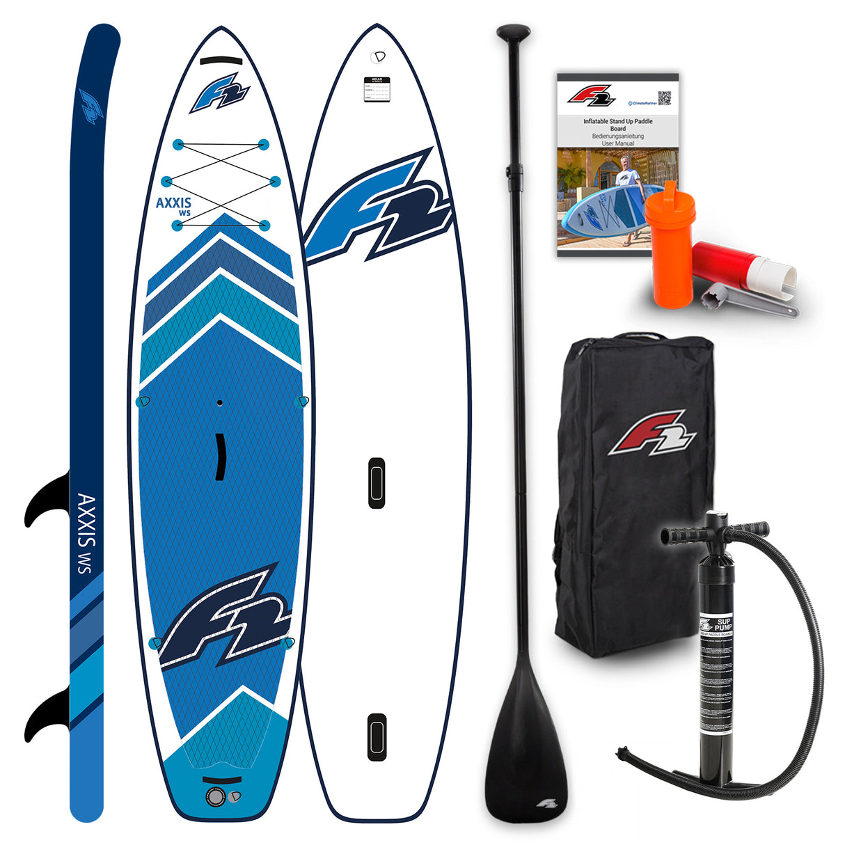 F2 Stand Up Paddle Board AXXIS WS Windsurf SUP Größe wählbar Blau