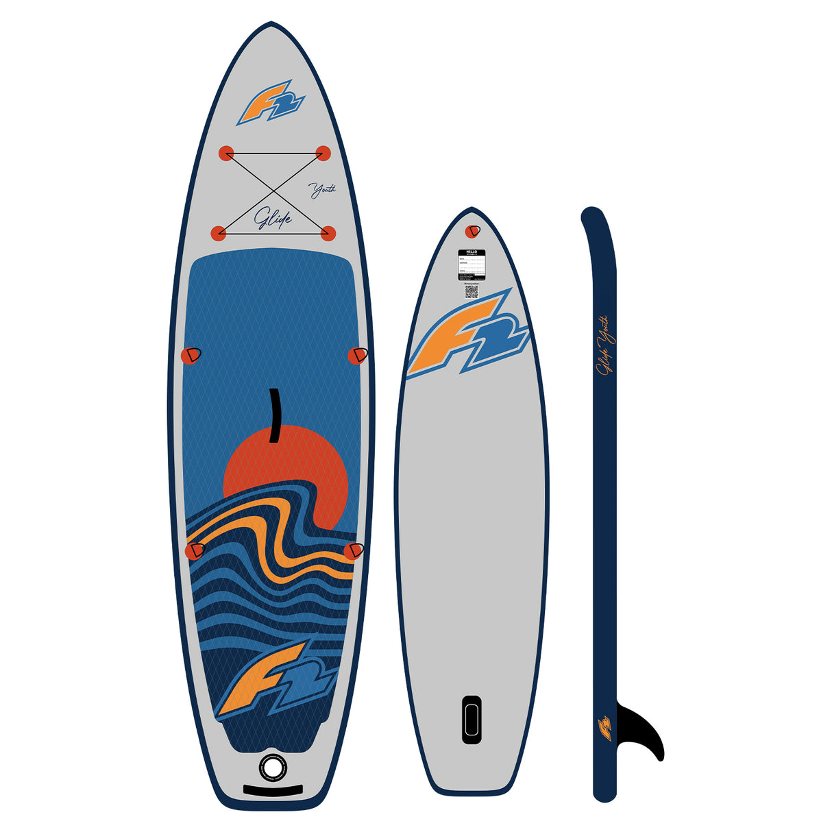 F2 SUP Stand Up Paddle Board Glide Surf Youth Grau - Größe wählbar