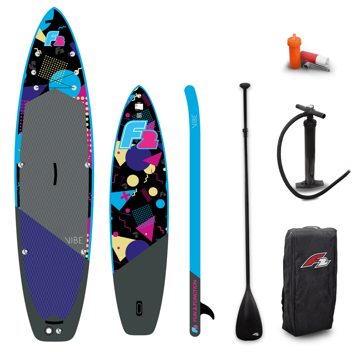 F2 SUP Stand Up Paddle Board Retro Vibe Multicolor Damen-Größe wählbar