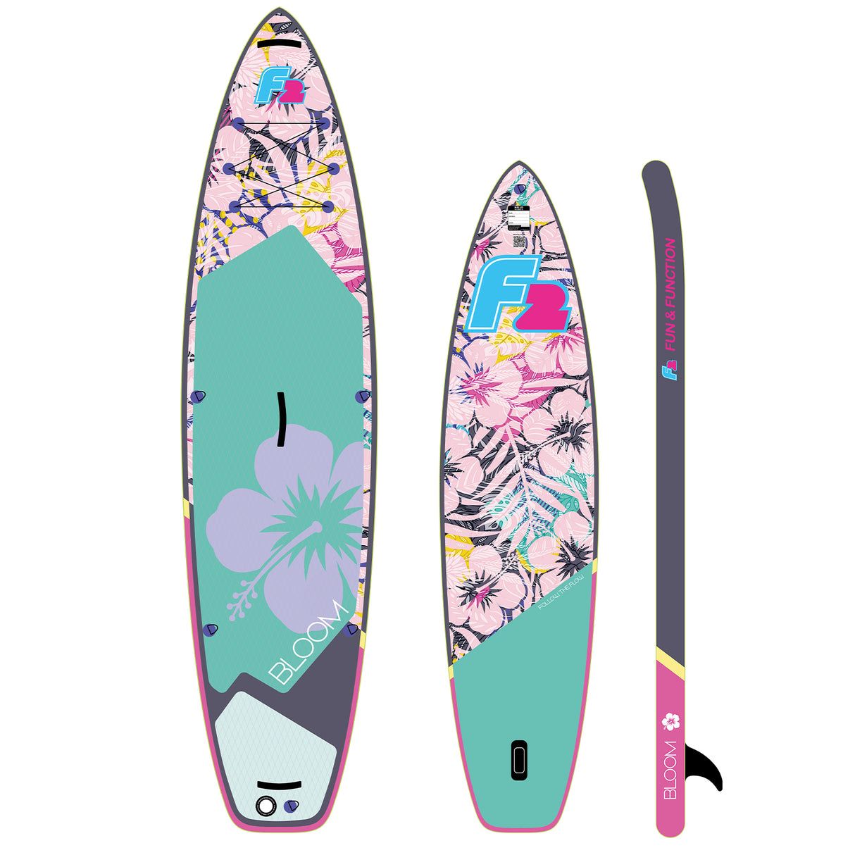 F2 SUP Stand Up Paddle Board Retro Bloom Hibiskus Damen-Größe wählbar