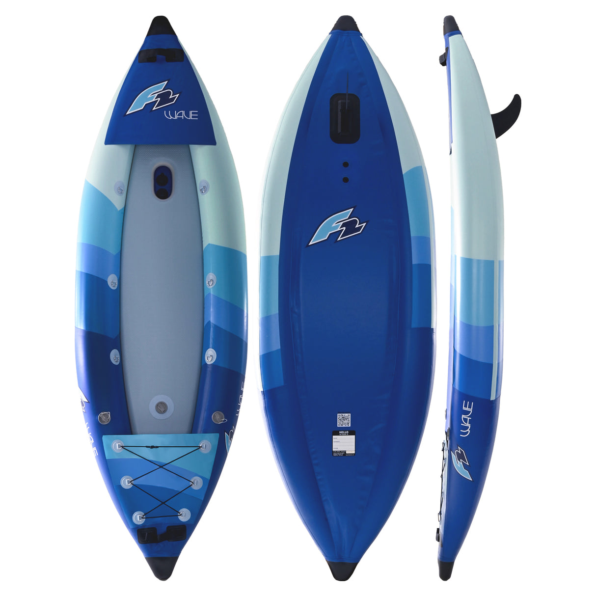 F2 Inflatable Kajak Set Wave 1 Sitzer Aufblasbar 300cm Blau