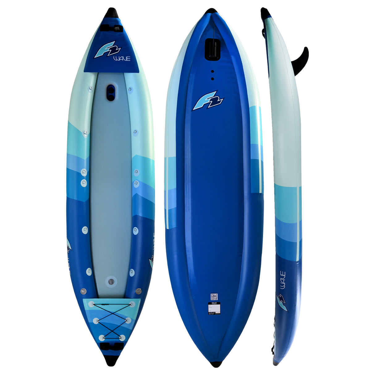 F2 Inflatable Kajak Set Wave 2 Sitzer Aufblasbar 385cm Blau