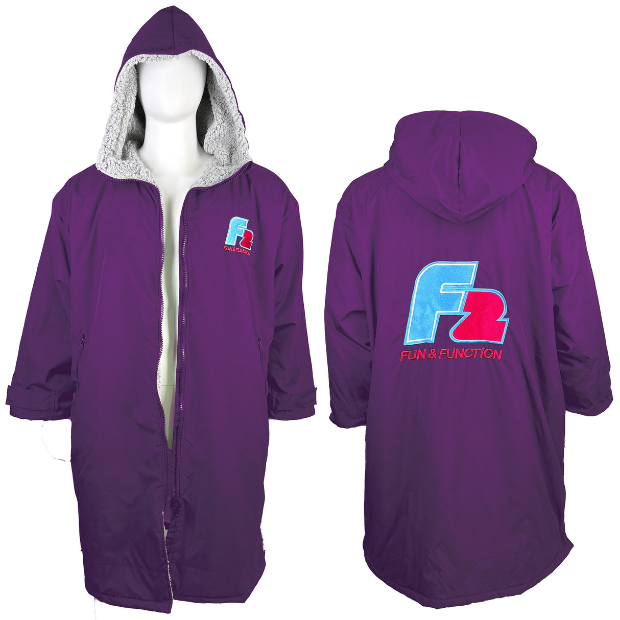 F2 Retro Surf Coat Unisex Poncho Jacke Plum - Größe wählbar