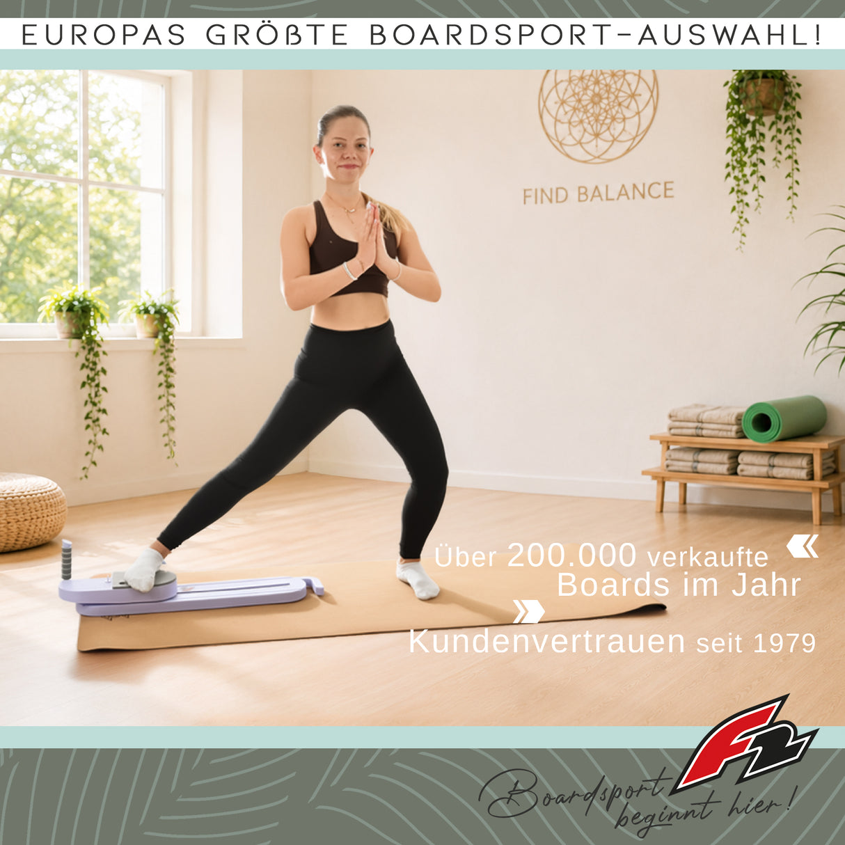 F2 Balance Board Core Pro Pilates Trainer 145cm Lila
