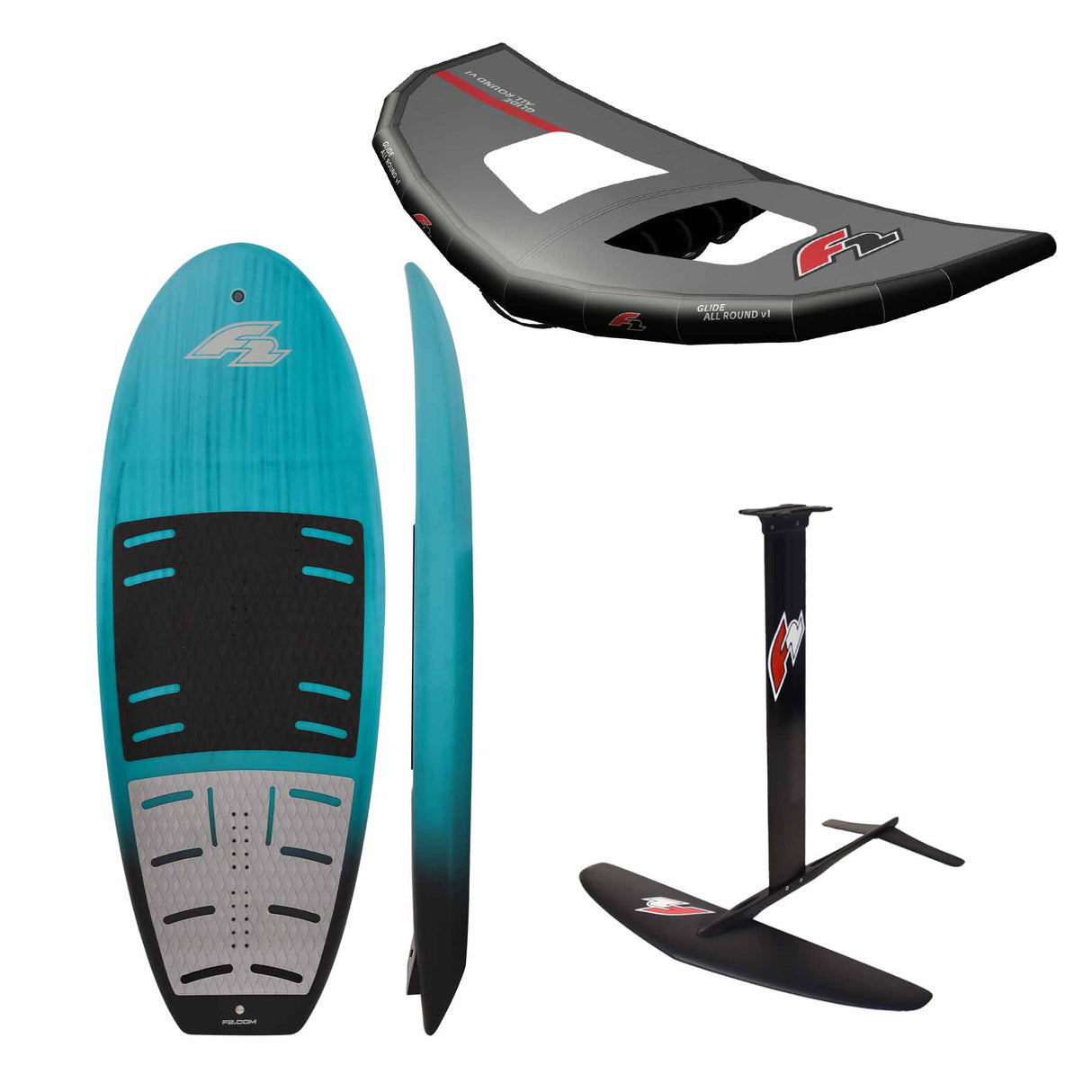 F2 Set Foilboard Glide Surf Team 35L+LTD Allround Foil 1700 +Allround Wing 5qm