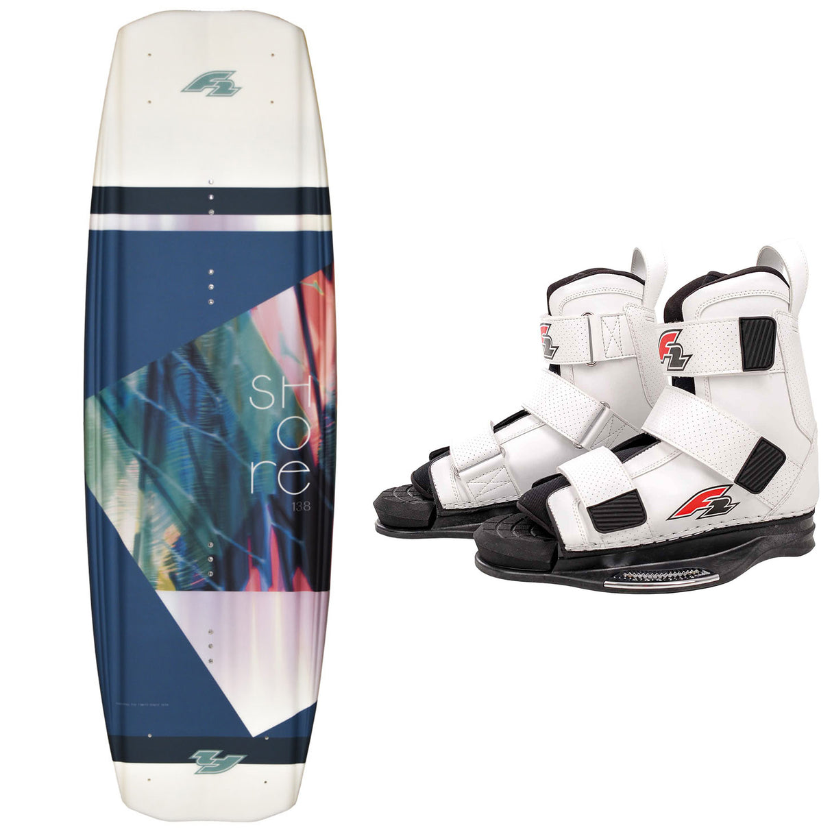 F2 Set Wakeboard Shore Aqua 138cm mit Wakebindung Team Boot L/XL