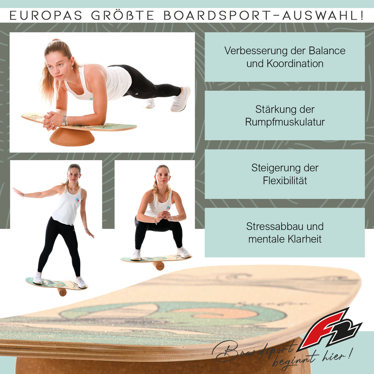 F2 Balance Board Set mit Halbkugel Komplettset Modell wählbar