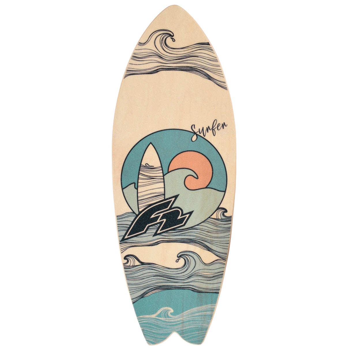 F2 Set Balance Board Surfer 87x32cm mit Kork Halbkugel