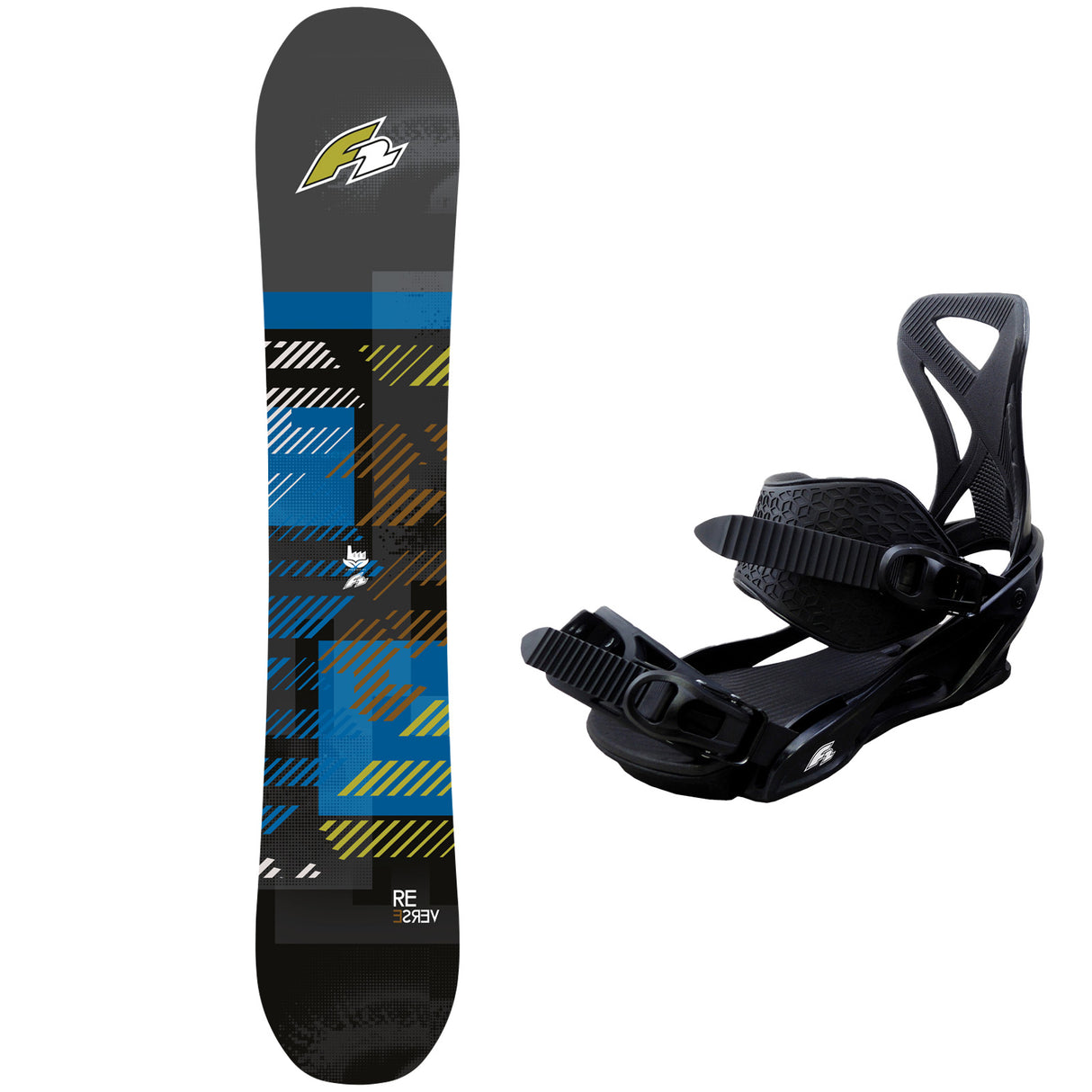 F2 Set Snowboard Reverse Blue mit Bindung Sonic Pro Komplettset Größe wählbar