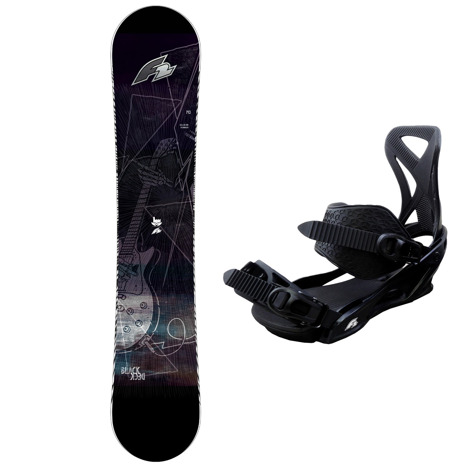 F2 Set Herren Snowboard Blackdeck mit Bindung Sonic Pro Komplettset Größe wählbar