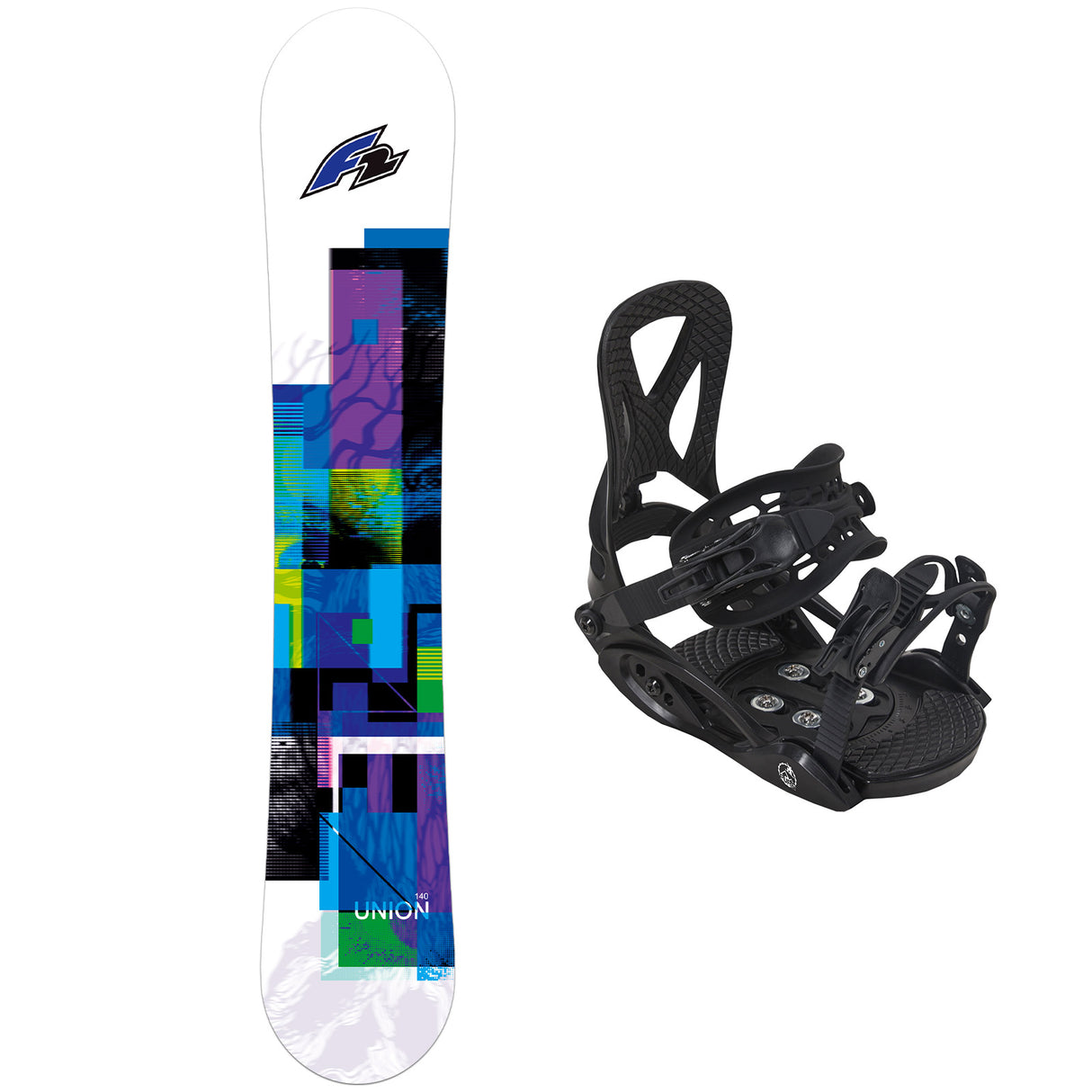 F2 Junior Snowboard Set Union mit Eco Pure Bindung Komplettset Größe wählbar