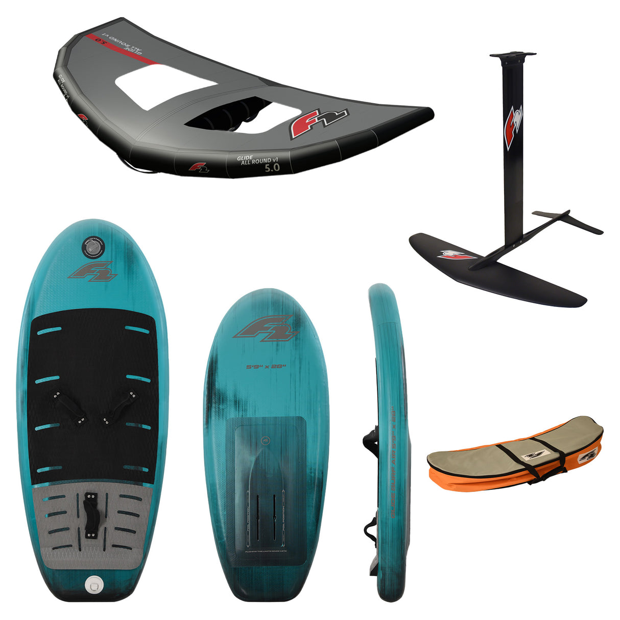 F2 Set Glide Surf Air + LTD Allround Foil + Glide Allround Wing Größen wählbar