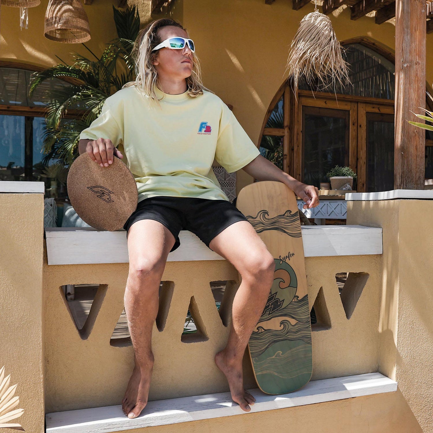 F2 Balance Board Set mit Korkrolle und Halbkugel Komplettset Modell wählbar