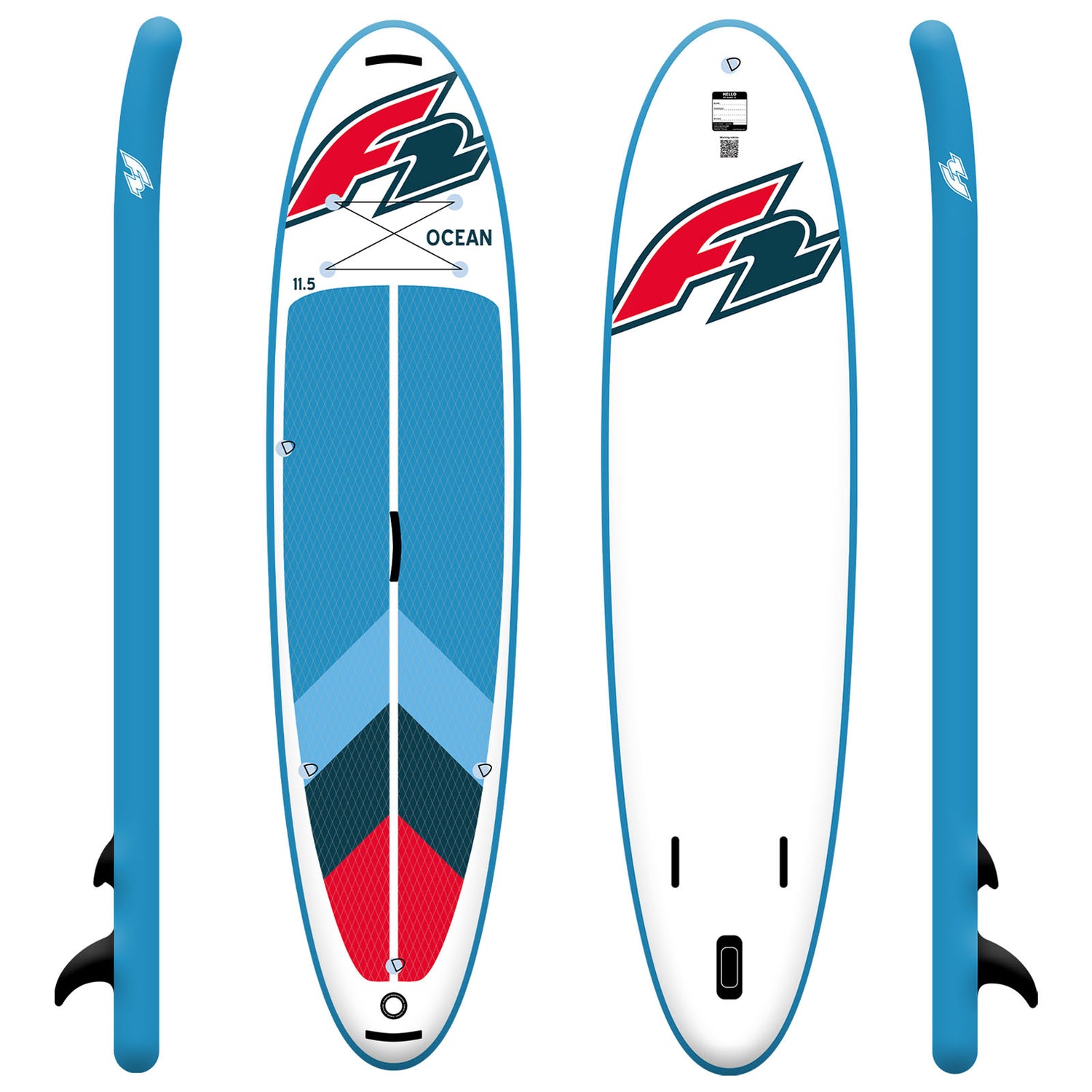 F2 Marken Stand Up Paddle Board Ocean Rot SUP 11'5 350cm + Basic Zubehör Paket