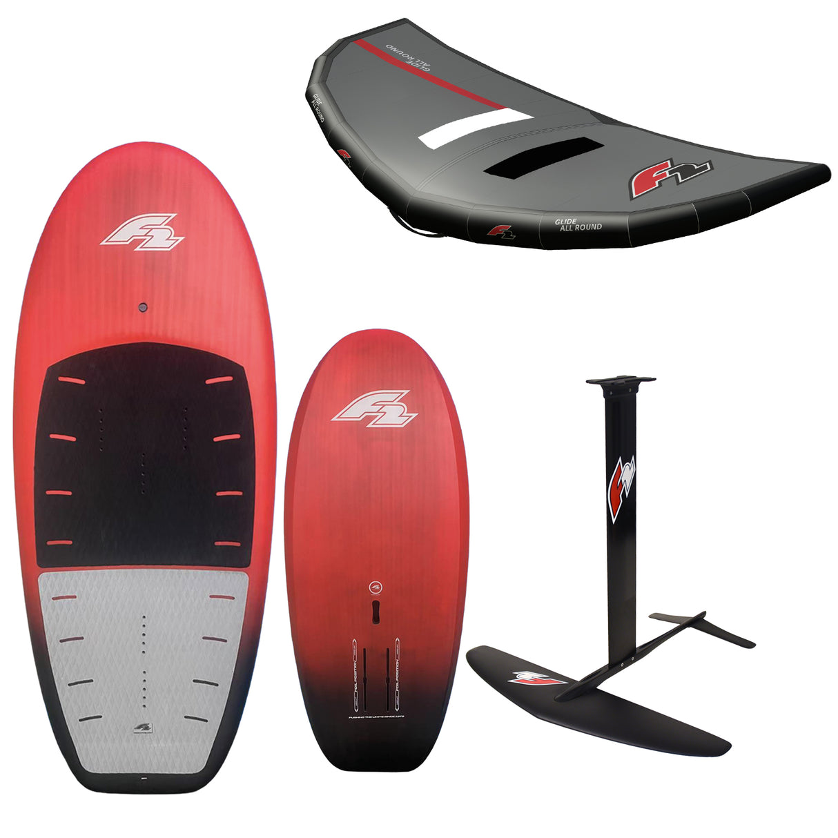 F2 Set Foilboard Glide Strato Team + Alu Limited Foil + Allround Wing Komplettset Größen wählbar