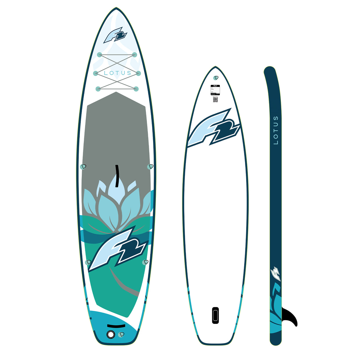 F2 Set Damen Stand Up Paddle Board Lotus Blau 10,6 + Basic Zubehör Paket
