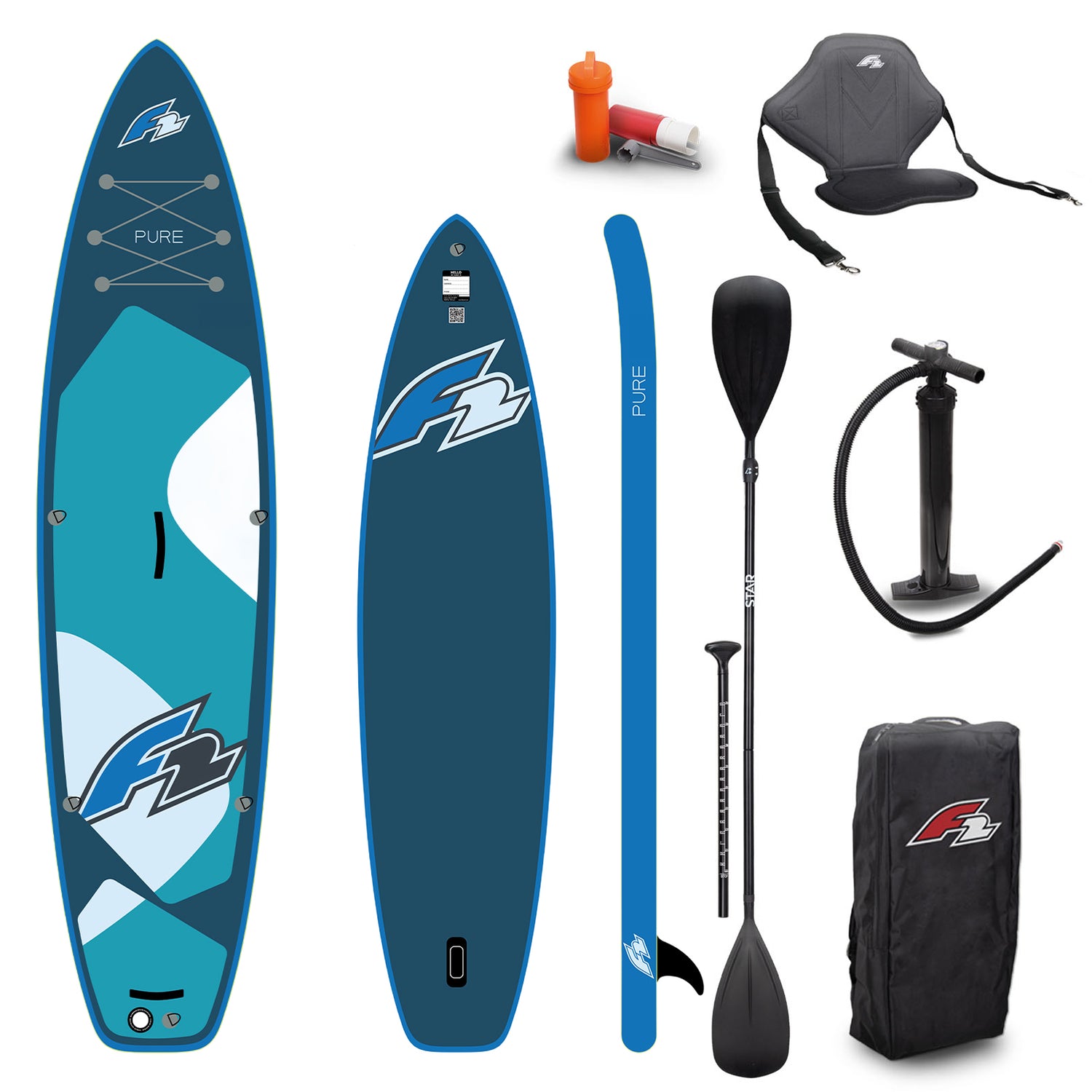 F2 SUP Stand Up Paddle Board Pure Oceangreen - Komplettset Größen und Zubehör wählbar