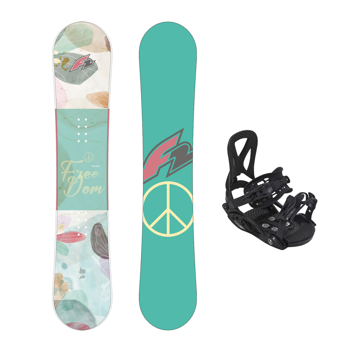 F2 Set Snowboard Junior Freedom Girl Mint + Pipe Bindung Größen wählbar