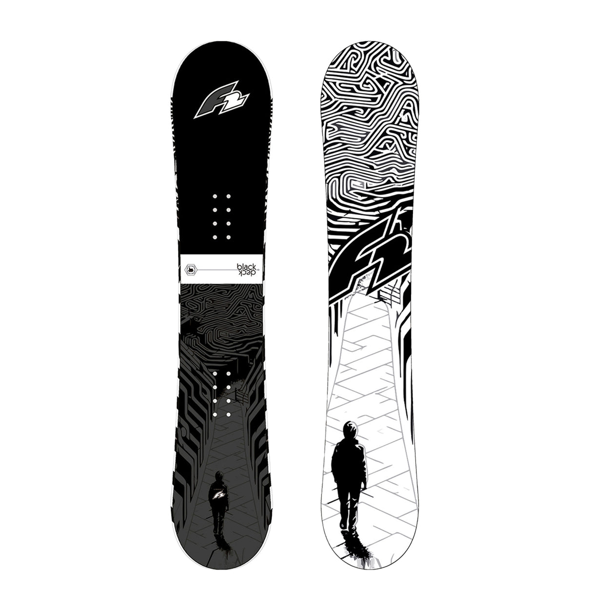 F2 Set Snowboard Blackdeck Schwarz/Weiss + Sonic Pro Bindung - Komplettset Größen wählbar