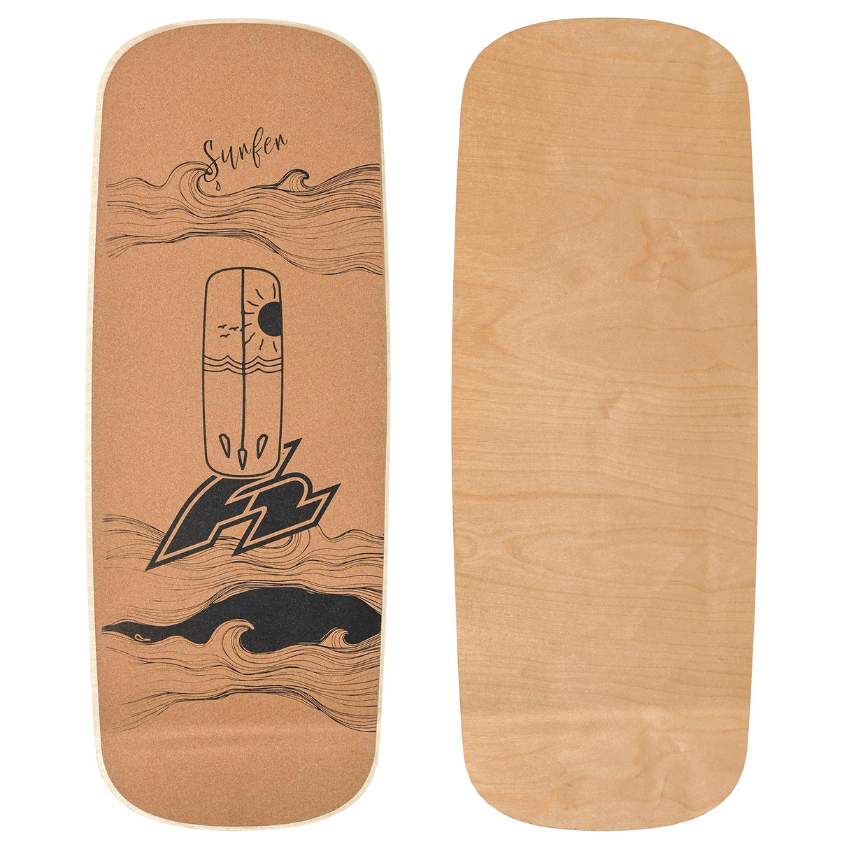 F2 Set Kork Balance Board Pill Flat Shape 80x30cm + Korkrolle