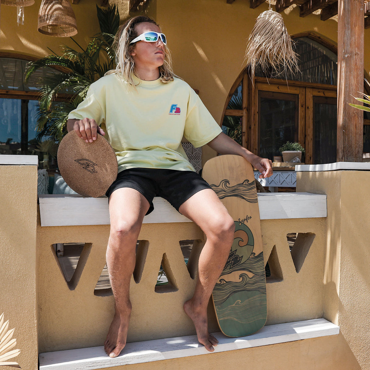 F2 Set Kork Balance Board Pill Flat Shape 83x29cm + Halbkugel