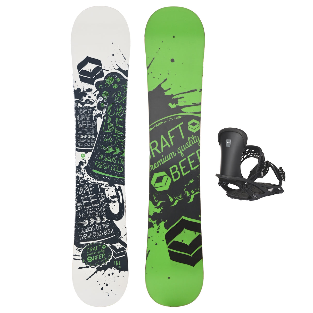 FTWO Set Snowboard TNT Grün 138cm mit Pipe Bindung M Sale