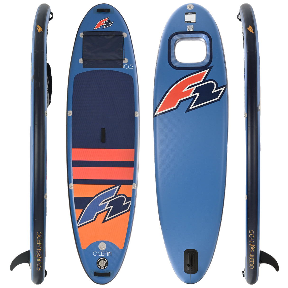 F2 Set Stand Up Paddle Board Ocean Sight Blau 10,5 + Basic Zubehör Paket