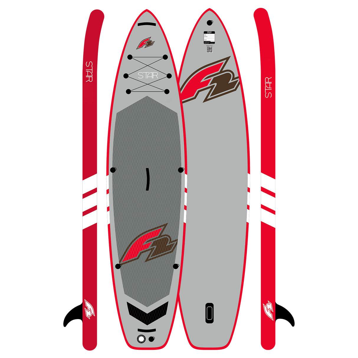 F2 SUP Stand Up Paddle Board Star Grau Board Only - Größe wählbar
