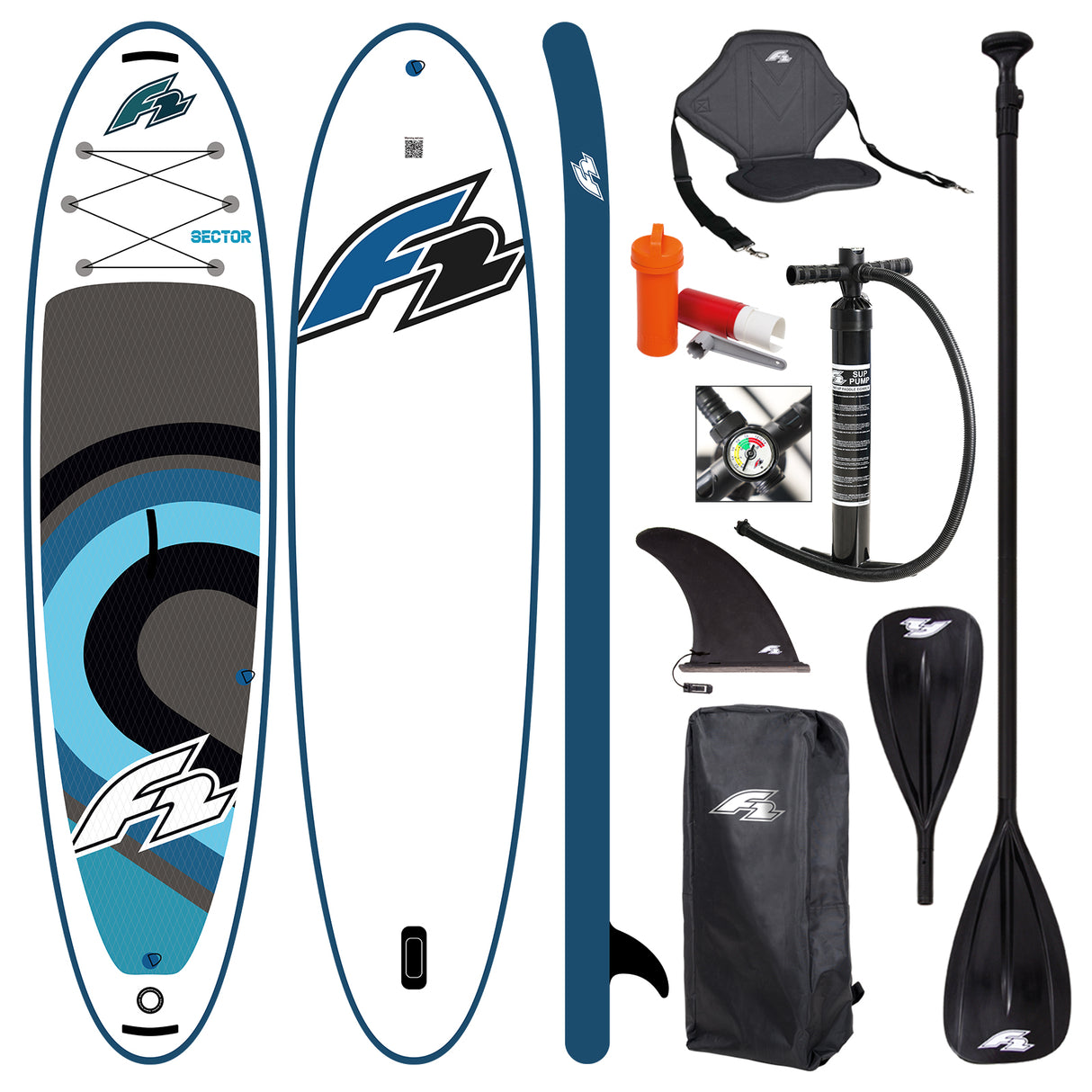 F2 Stand Up Paddle Board Sector SMU + Kajak Zubehör - Größe wählbar