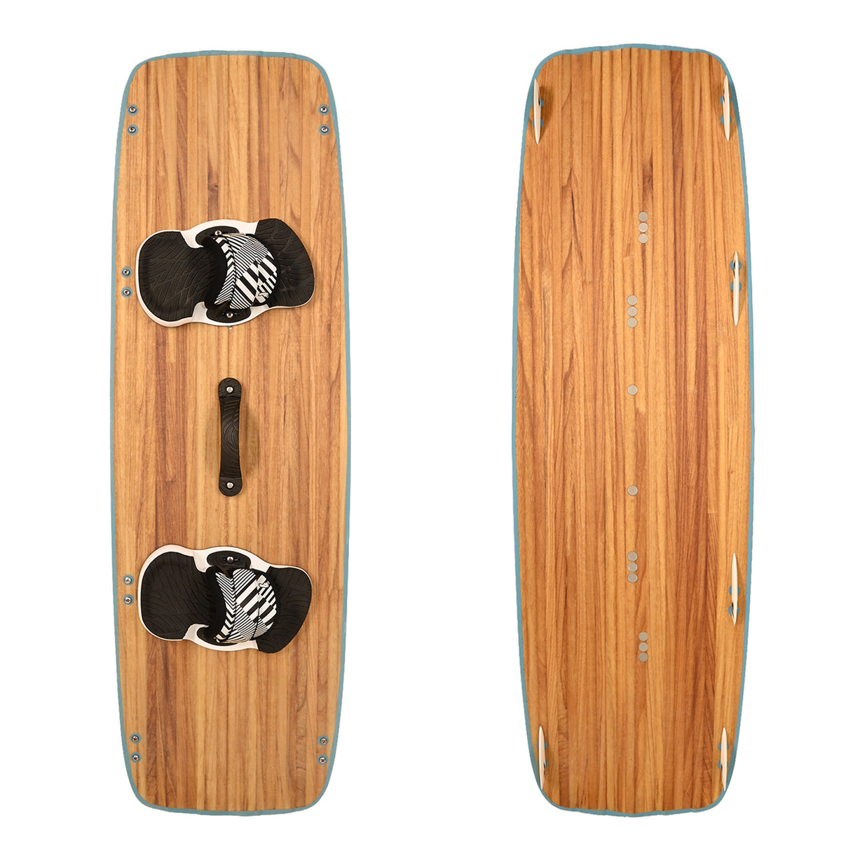 F2 Set Kiteboard Classic Wood Blue 147cm + Bindung L/XL + GFK/Slider Finnen