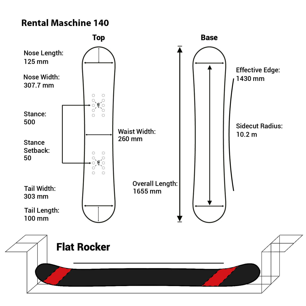 F2 Snowboard Rental Größe wählbar Schwarz 2024/25