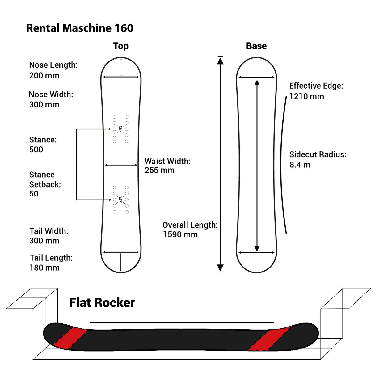 F2 Snowboard Rental Größe wählbar Schwarz 2024/25