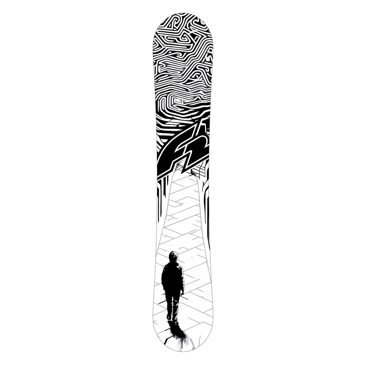 F2 Snowboard Black Deck extra wide Freeride Größe wählbar Schwarz 2025