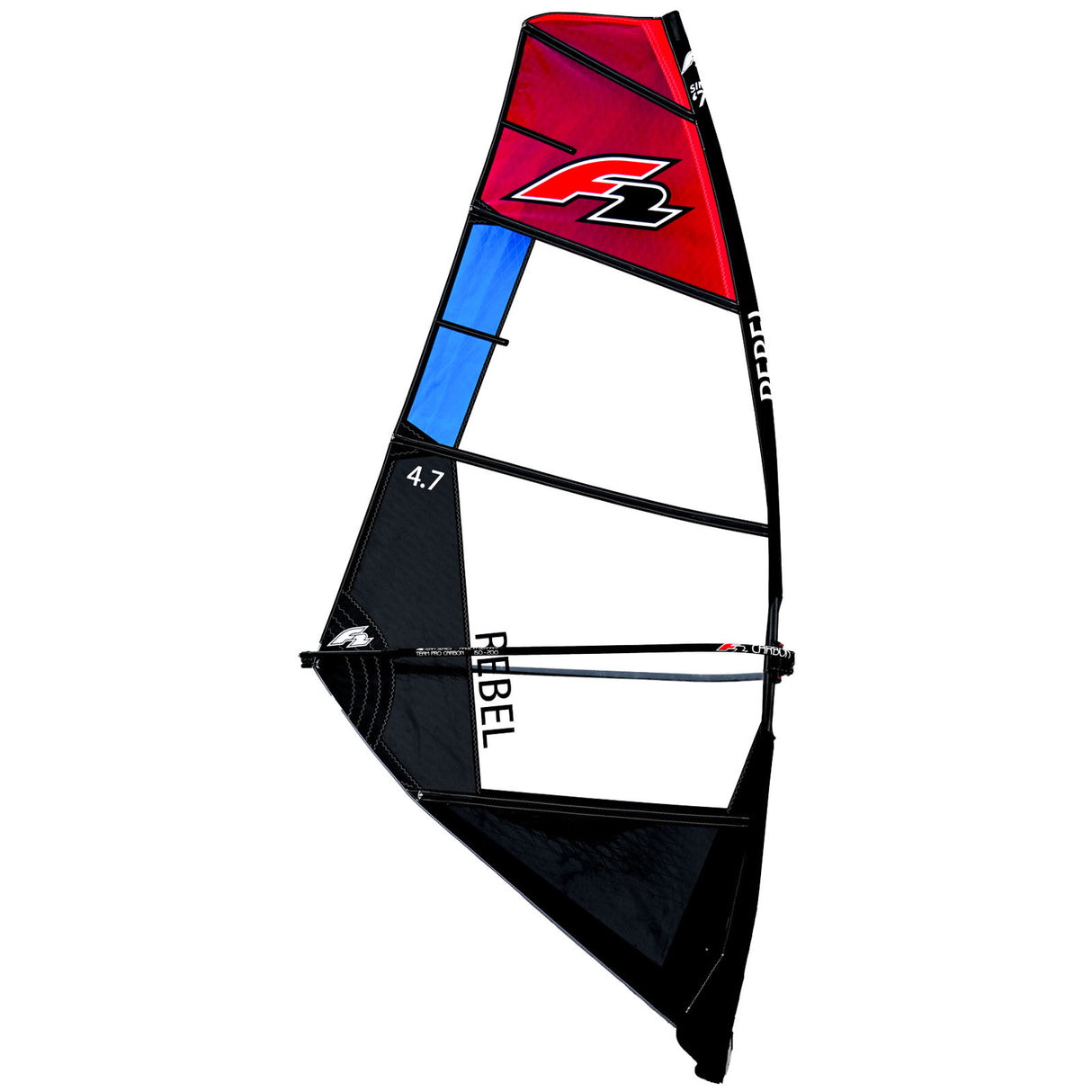 F2 Sale Windsurf Segel Rebel Team 4,7qm Rot/Schwarz Modell 2022 NEU Sail Only