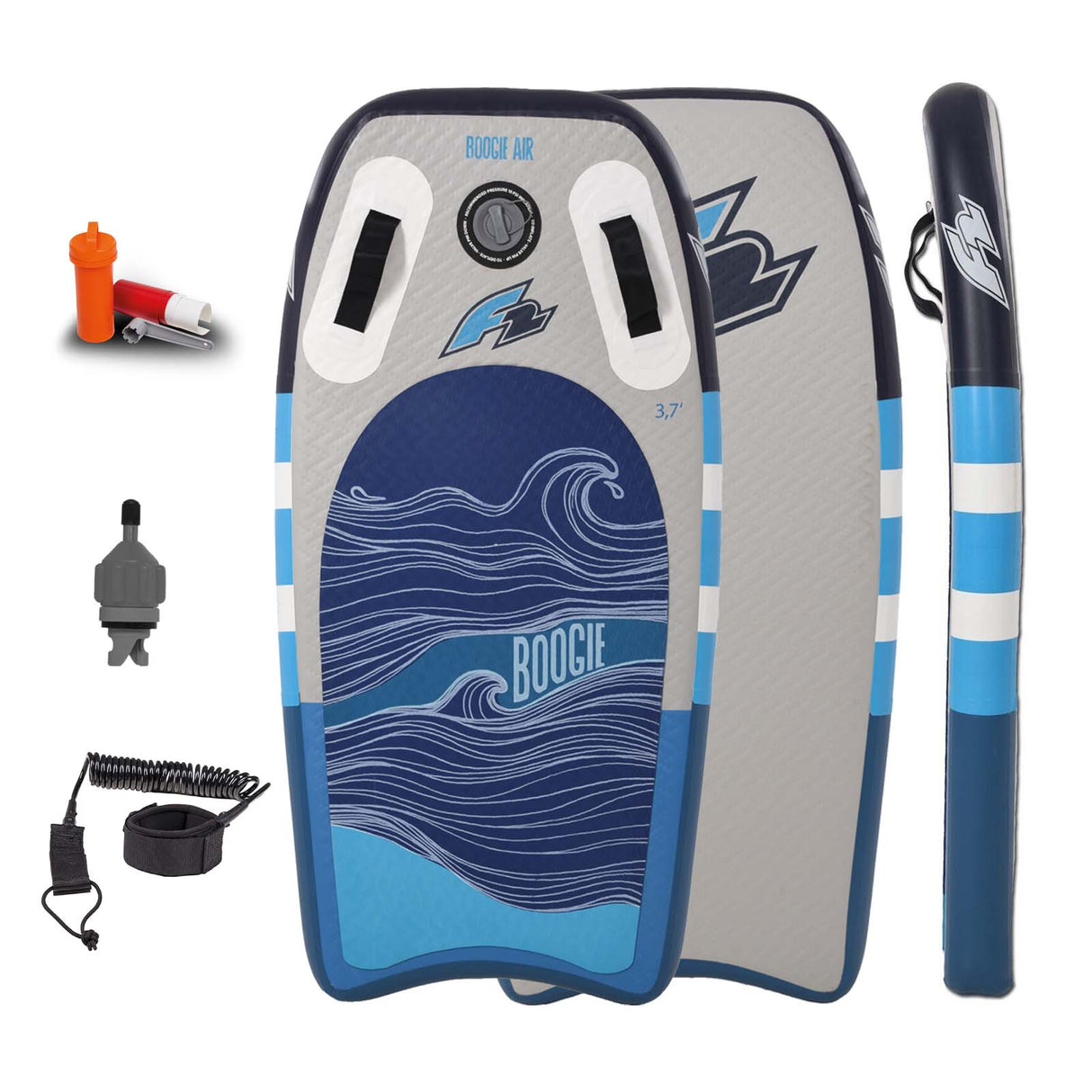 F2 Inflatable Body Board Boogie Board Air 3,7 Blau 2024/25