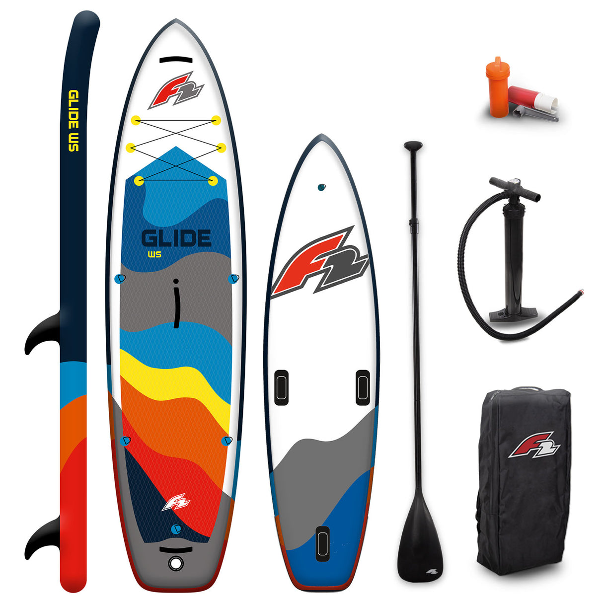 F2 SUP Stand Up Paddle Board Glide WS 10'2''/10'8"/11'7" wählbar Grau