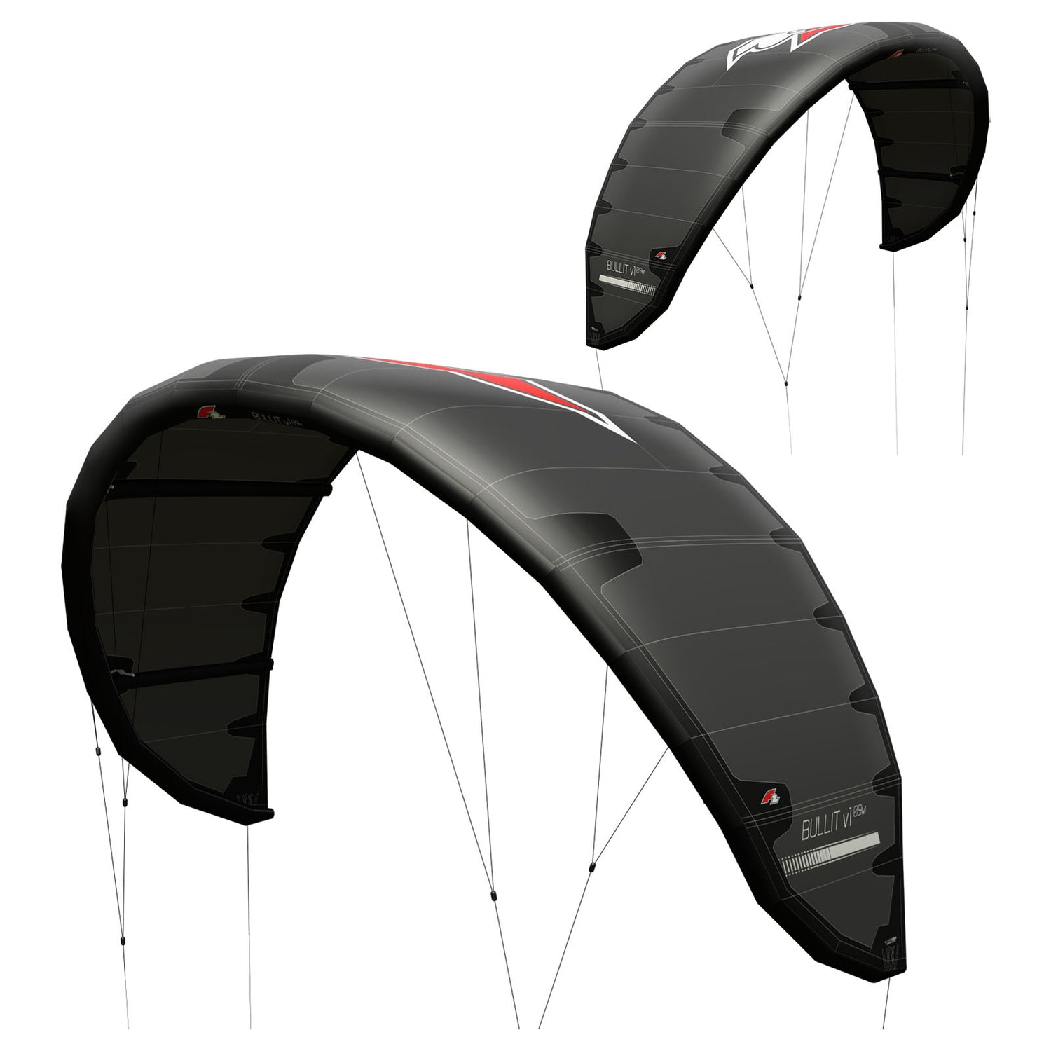 F2 Kite Bullit  7-15qm Größe wählbar Schwarz 2024/25