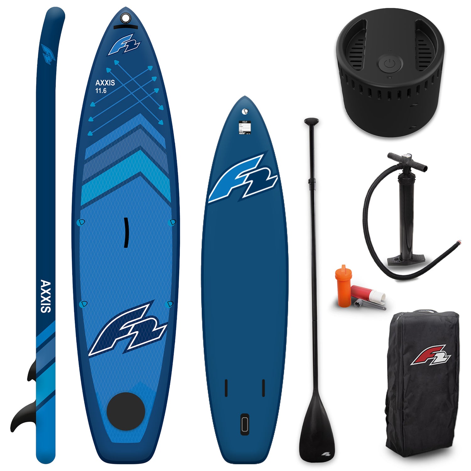 F2  Stand Up Paddle Board AXXIS SMART SUP mit E-Pumpe Größe wählbar Navy 2025