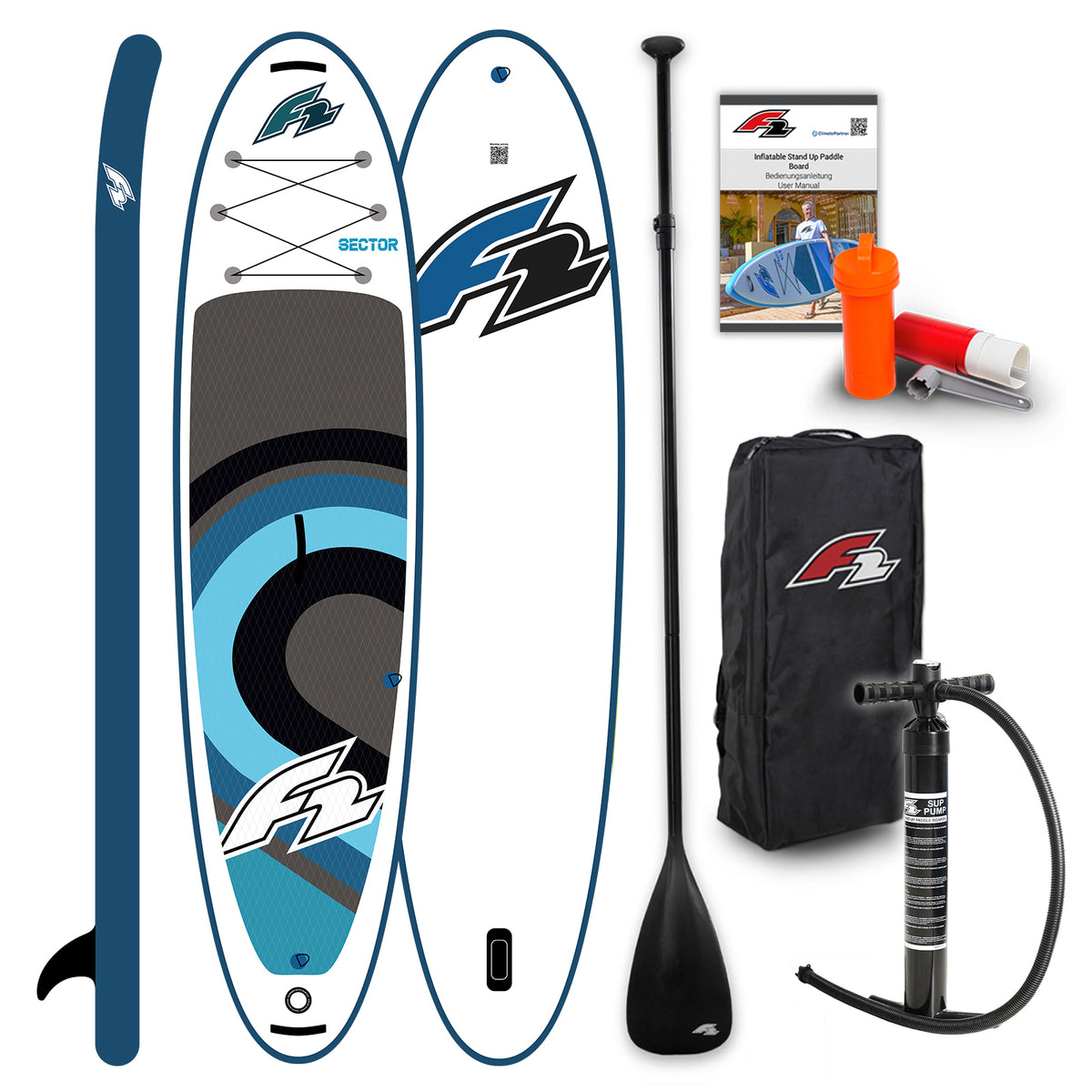 F2 SUP Stand Up Paddle Board Sector SMU Blau - Größe wählbar